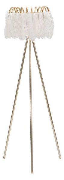 Lampada da Terra Feather Stand Ø46x147 cm in Ferro e Plastica Oro e Bianco