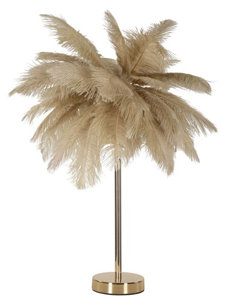 Lampada da Tavolo Palm Cammello Ø40x55 cm in Ferro e Plastica Oro e Cammello