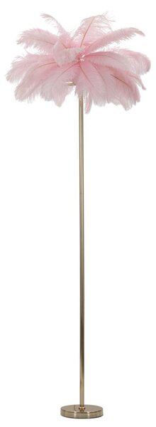 Lampada da Terra Palm Rosa Ø55x160 cm in Ferro e Plastica Rosa e Oro
