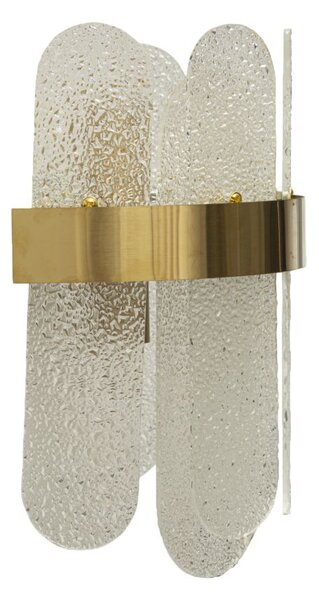 Lampada da Muro Gris 20x14x28 cm in Vetro e Ferro Oro e Bianco