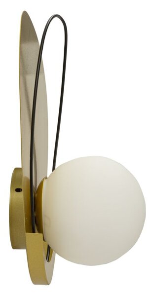 Lampada da Muro Circly 28x17x32 cm in Vetro e Ferro Oro e Nero e Bianco