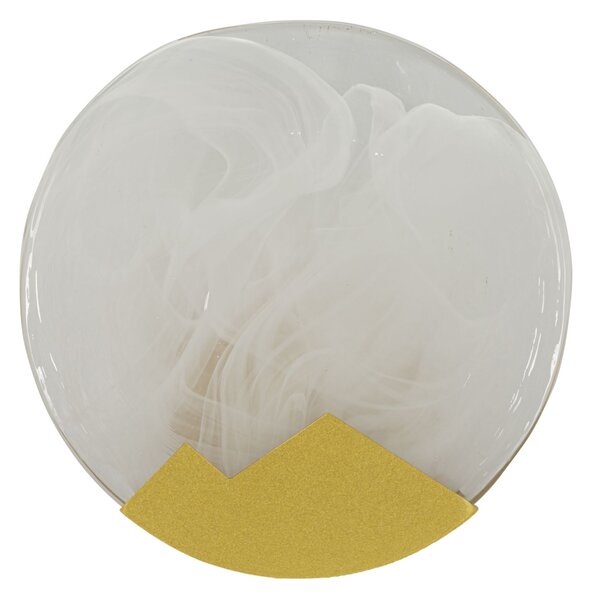 Lampada da Muro Moon Ø20x10 cm in Vetro e Ferro Oro e Bianco