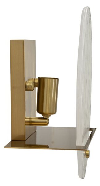 Lampada da Muro Portlan 20x11x25 cm in Vetro e Ferro Oro e Naturale
