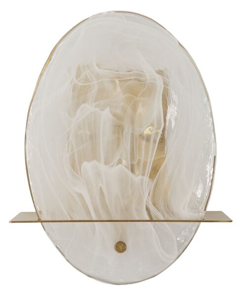 Lampada da Muro Portlan 20x11x25 cm in Vetro e Ferro Oro e Naturale