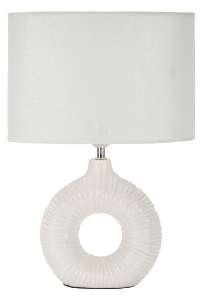 Lampada da Tavolo Seta Bianca 28,5x15x43 cm in Ceramica e Ferro e Tessuto Bianco