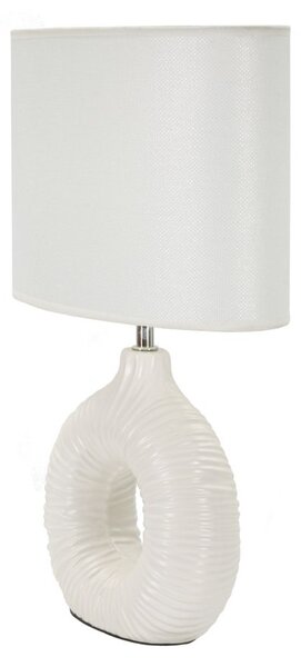 Lampada da Tavolo Seta Bianca 28,5x15x43 cm in Ceramica e Ferro e Tessuto Bianco