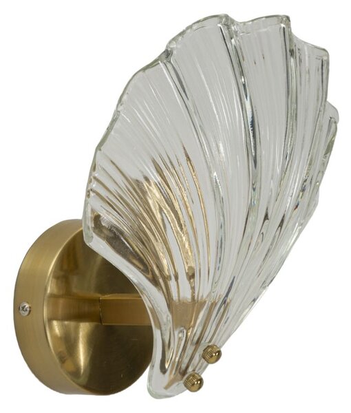 Lampada da Muro Shell 20x14x22 cm in Vetro e Ferro Oro e Naturale