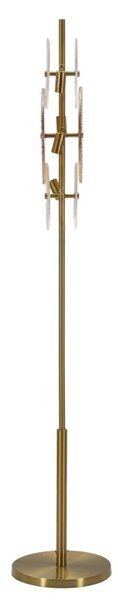 Lampada da Terra Osaka 30x30x164 cm in Ferro e Vetro Oro e Marrone e Trasparente