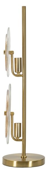 Lampada da Tavolo Venice Ø25x63 cm in Vetro e Ferro Oro e Naturale e Marrone