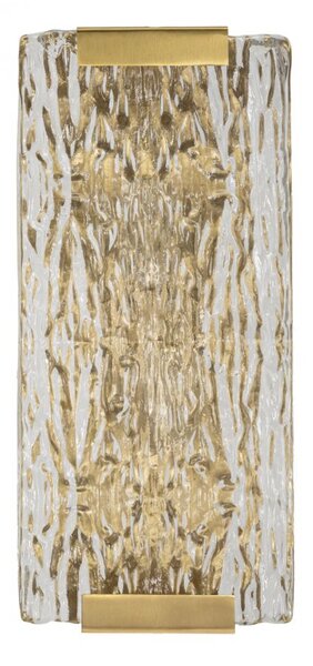 Lampada da Muro Oblin 36x15x10 cm in Vetro e Ferro Oro e Naturale