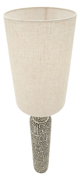 Lampada da Terra Nairobi Ø30x145 cm in Resina e Ferro e Tessuto Nero e Bianco