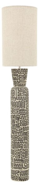 Lampada da Terra Nairobi Ø30x145 cm in Resina e Ferro e Tessuto Nero e Bianco