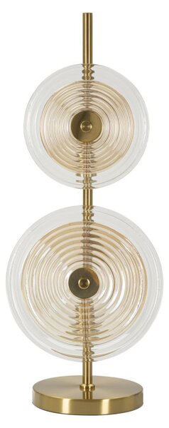 Lampada da Tavolo Venice Ø25x63 cm in Vetro e Ferro Oro e Naturale e Marrone