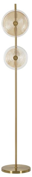 Lampada da Terra Venice Ø30x170 cm in Vetro e Ferro Oro e Naturale e Marrone