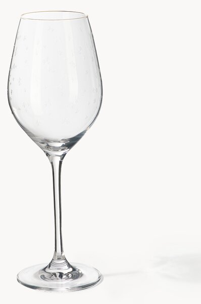 Set di 4 bicchieri da vino bianco in cristallo con motivo invernale Estrella
