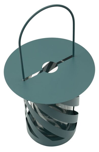 Lanterna Saturno Ottanio Twist Ø23x43 cm in Metallo e Vetro Verde acqua