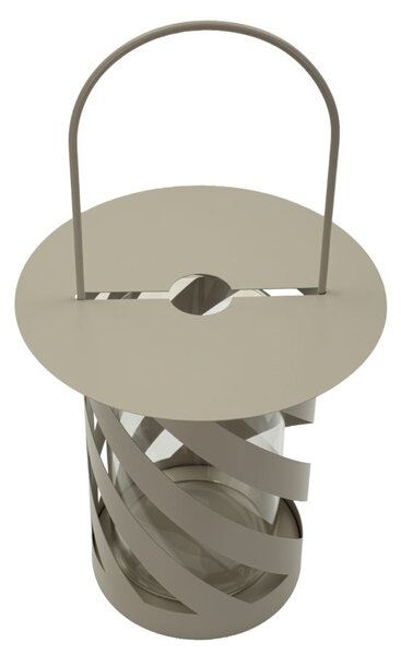 Lanterna Saturno Tortora Twist Ø23x43 cm in Metallo e Vetro Grigio tortora