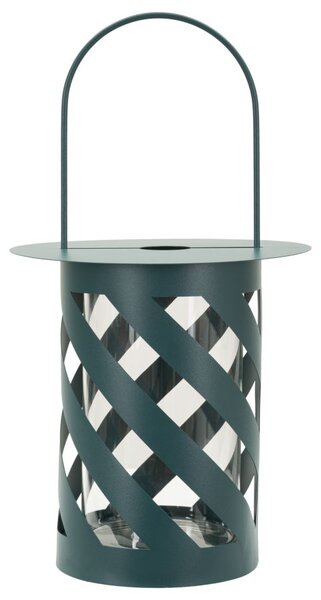 Lanterna Saturno Ottanio Twist Ø23x43 cm in Metallo e Vetro Verde acqua