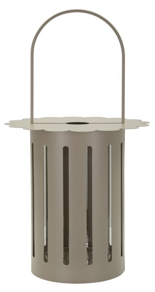 Lanterna Saturno Tortora Ø24x43 cm in Metallo e Vetro Grigio tortora