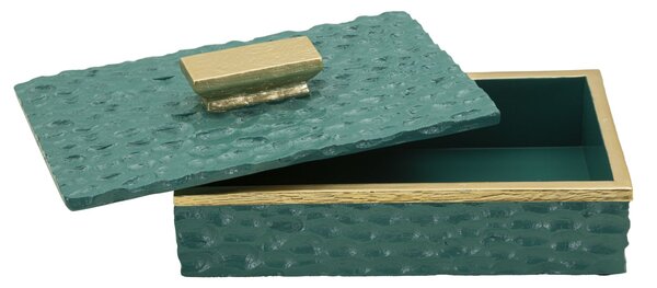Cofanetto Grent 18,8x10,8x6,4 cm in Resina Verde e Oro