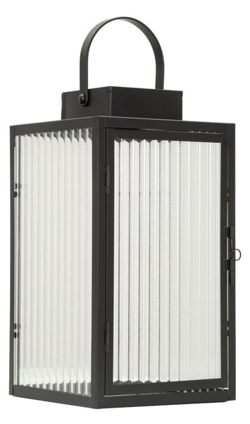 Lanterna Simply 15,5x15,5x28,5 cm in Metallo e Vetro Nero
