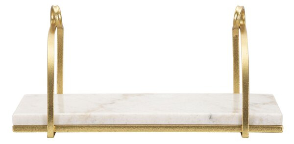 Mensola da Muro Marble 40x16x18 cm in Ferro e Marmo Oro e Bianco