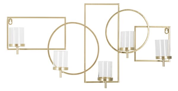 Porta Candele da Muro Marie 70x8,5x36 cm in Ferro e Vetro Oro