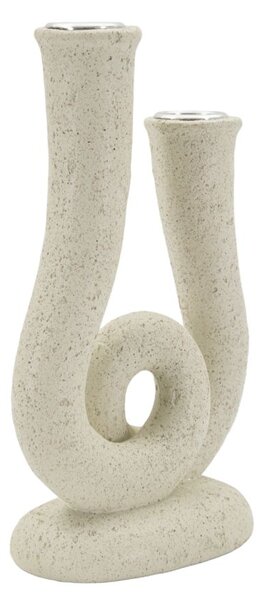 Porta Candele Stons 12x7x20 cm in Resina Crema
