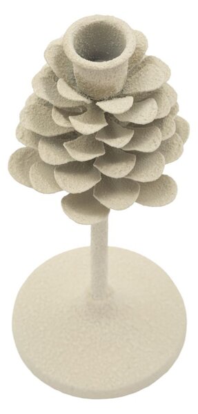 Porta Candele Dune Pigna Ø9,5x22,5 cm in Ferro Crema