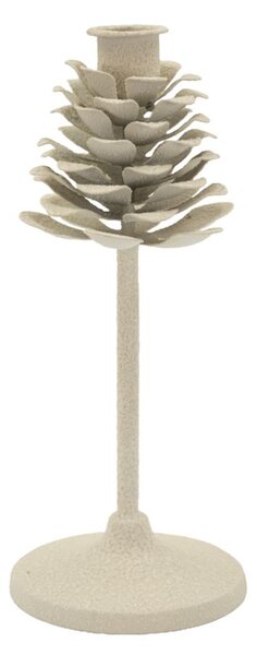 Porta Candele Dune Pigna Ø9,5x22,5 cm in Ferro Crema