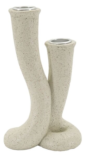 Porta Candele Stons 10x6,5x17,5 cm in Resina Crema