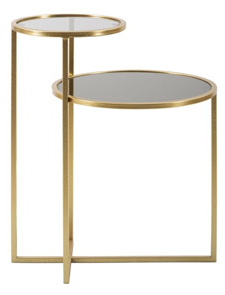 Tavolinetto 2 Levels 50x40x60,5 cm in Ferro e Vetro Oro