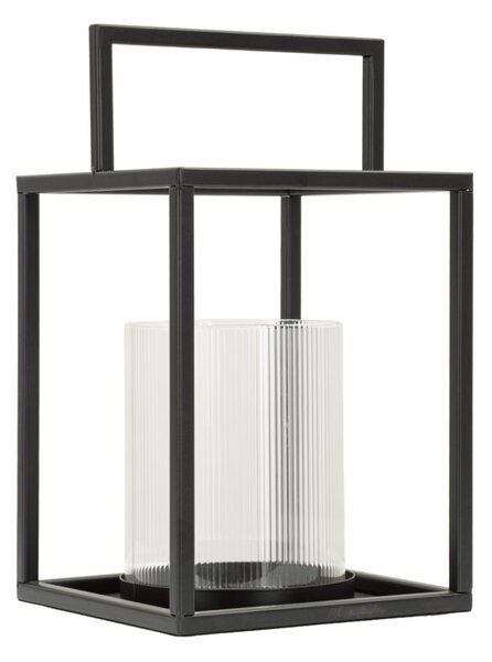 Lanterna Simply Open Ø18x31 cm in Metallo e Vetro Nero