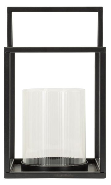 Lanterna Simply Open Ø18x31 cm in Metallo e Vetro Nero