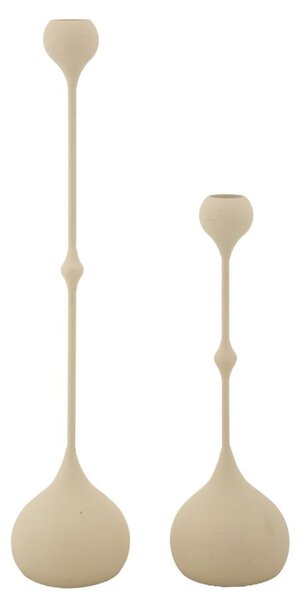 Porta Candele Slimmy Crema Set 2 Pz Ø8x36 cm - Ø8x32 cm in Ferro Crema e Oro
