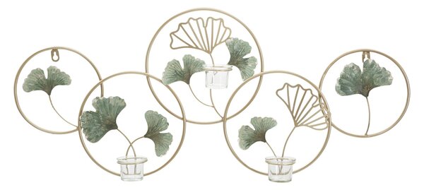 Porta Candele da Muro Greenery 80x7,5x35,5 cm in Ferro e Vetro Multicolor