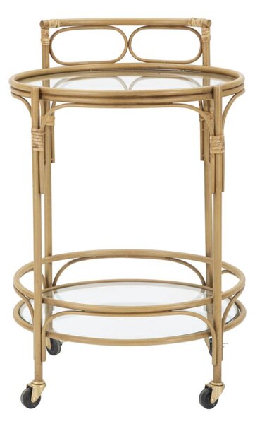Carrello Panama Round Ø51x74 cm in Ferro e Vetro e Plastica Marrone