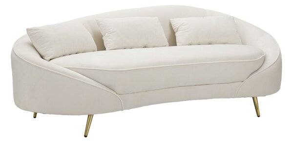 Divano 3 Posti Oslo con Cuscini Crema 185x84x68 cm in Eucalipto e Spugna e Poliestere e Metallo