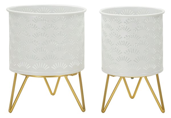 Porta Vasi Carly Coppia Ø16x20 cm - Ø13x20 cm in Ferro Oro