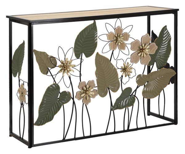 Console Spring 108x36,8x80 cm in Ferro e MDF e Vetro Multicolor