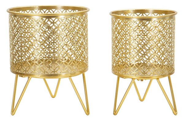 Porta Vasi Ceci Coppia Ø16x20 cm - Ø13x20 cm in Ferro Oro