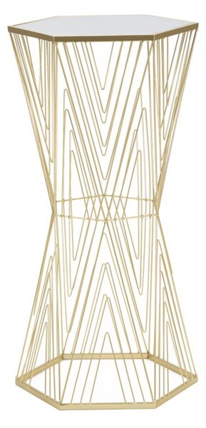 Tavolino Soggiorno Lines 6 40x35x80 cm in Ferro e Specchio Oro