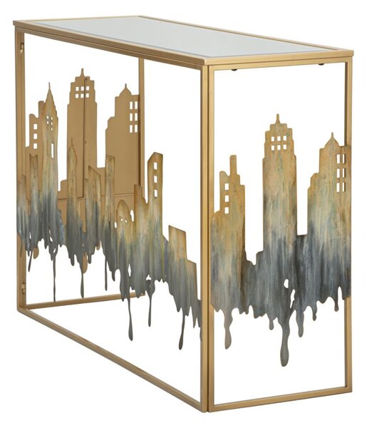Console City 110x38,5x81 cm in Ferro e MDF e Vetro Multicolor