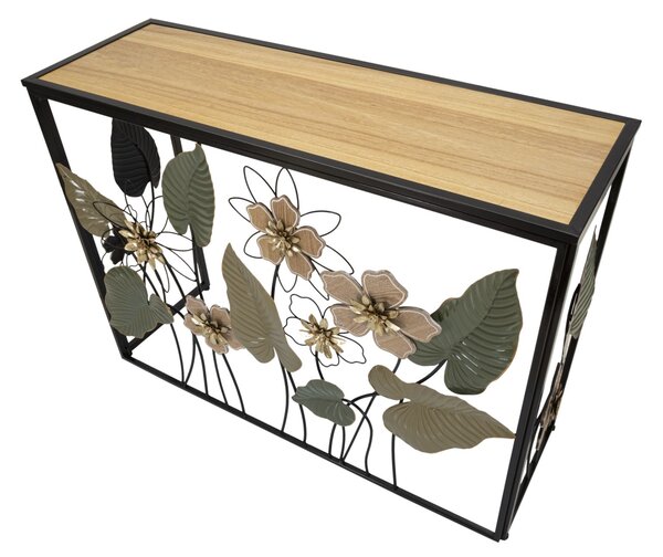 Console Spring 108x36,8x80 cm in Ferro e MDF e Vetro Multicolor