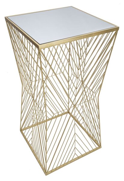 Tavolino Soggiorno Lines 4 50x50x100 cm in Ferro e Specchio Oro