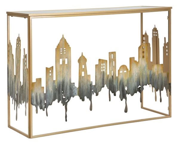 Console City 110x38,5x81 cm in Ferro e MDF e Vetro Multicolor