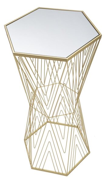 Tavolino Soggiorno Lines 6 40x35x80 cm in Ferro e Specchio Oro