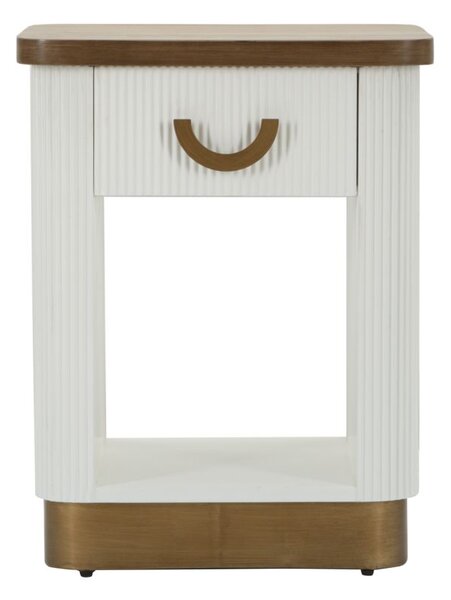 Comodino Tolosa 48x40x62 cm in MDF e Frassino e Ferro
