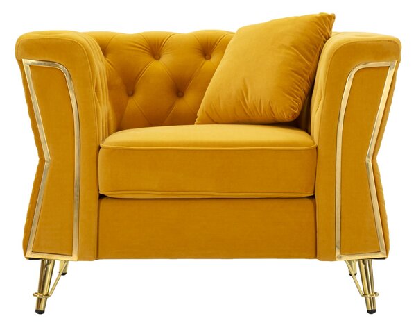 Poltrona Emy Senape con Cuscino 104x83x76 cm in Legno e Poliestere