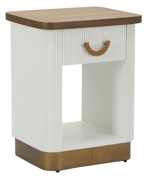 Comodino Tolosa 48x40x62 cm in MDF e Frassino e Ferro